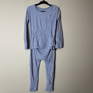 Ready Set Romper Gender Neutral Blue Ribbed Bamboo Romper Size 12-24 months